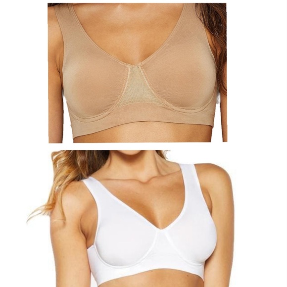 Rhonda Shear Other - Rhonda Shear Divine Seamless Underwire Bra Tan & White Size Medium